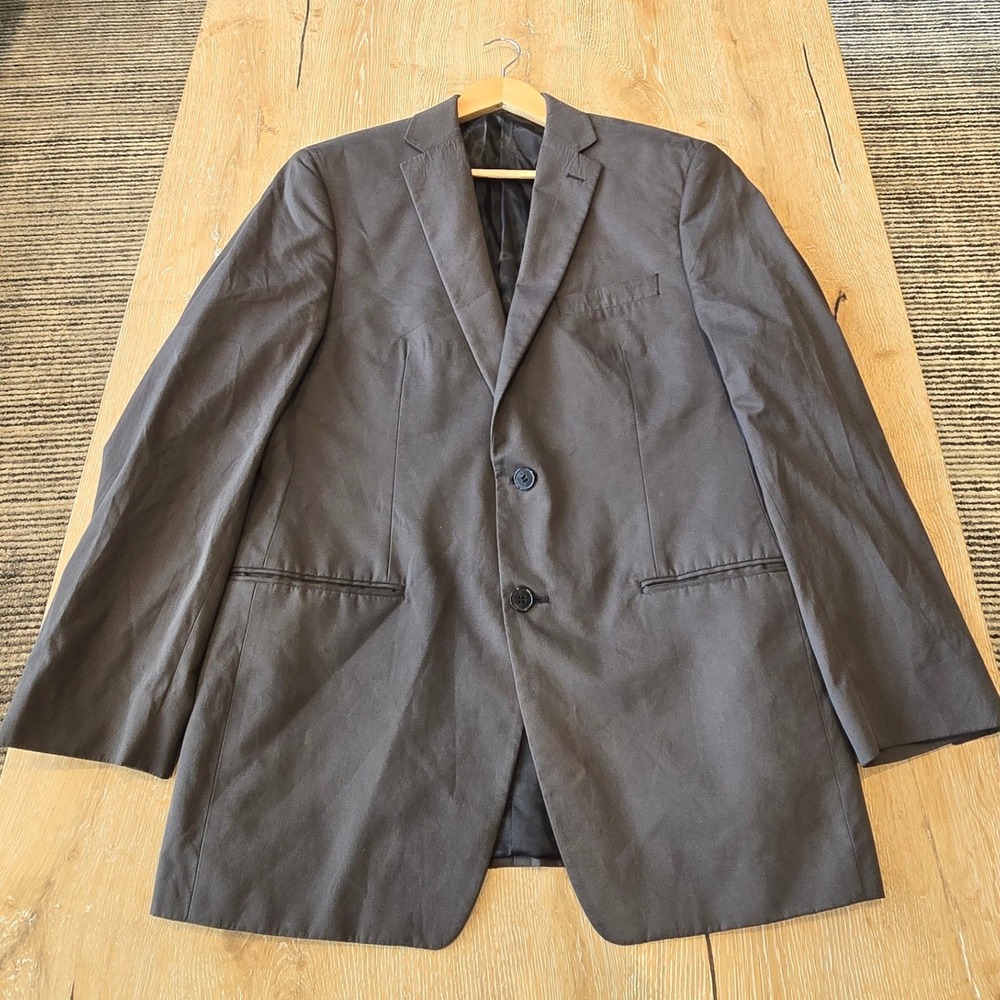 Calvin Klein Lord & Taylor Mens 40R Blazer Sport Coat Charcoal Grey 2 Button‎